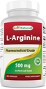Cele mai bune Naturale L-Arginină 500 mg 250 capsule - supliment de grad farmaceutic L Arginina promovează sinteza oxid nitric