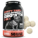 Bully Max 2-in-1 Vitamine de cățeluș - 30 comprimate masticabile pentru dezvoltare și creștere de cățeluș - Trata de câine, Vitamina și suplimente pentru câini de talie mică și căței de talie mare - poate fi folosit ca Topper alimente