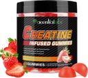Creatin Monohidrat Gumries 5000mg pentru bărbați și femei, Creatine Monohidrat, L-Taurină, Vitamina B12 pentru creștere musculară, Putere, Focus, Energie & Sănătate, Zahăr gratuit, Vegan, Aroma de căpșuni, 120 Conte