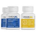 Suplimentul de suport comun OmegaXL - Natural Muscle/Immune Support, 60 Softgels (2 Package) & VitaminXL D3 High Potence Daily Vitamina D 5000 UI 125mcg Supliment (30 Softgels)