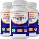 Vitamatic 3 Pack Acid hialuronic Suplimente 200mg - Suporturi Sanatos tesut Connectiv si articulatii - Promovarea tinereasca sanatoasa piele - Total 360 capsule