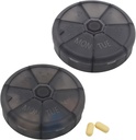 Portable Weekly Pill Organizator 7 zile pastile container, rotund Pilula caz călătorie prietenos, zi de zi săptămâna Pilula Case de reamintire, BPA-Free Vitamina, Supliment, Ulei de pește, Planificator de medicamente (Black)