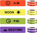 Medicamente autocolante Instruction Label Paper Permanent Label AM NOON PM Ora de culcare pentru Pill case Planner 0.4 * 1.6inch (500 per Roll 4 Pack)