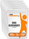 BulkSupplements.com zinc Gluconat pulbere - zinc 40 mg, zinc pulbere - Zinc supliment pentru suport imunitar - Gluten gratuit, 285 mg per Serving, 5 kg (11 lbs) (Pachet de 5)