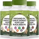 Ulei Oregano Ulei de usturoi extract de frunze de măsline negru ulei de semințe Astragalus - Suplimentul de sprijin imun pentru femei și bărbați - 180 Conte