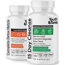 Youth & Tonic 15 Day Cleanse & Carb Matrix Support for Blooting, Gut & Metabolism Health, Break The Plateau, Feel Lighter & Energized, Colon Cleanser & Detox with ACV, Glucomannan, Crom, 60 Pills