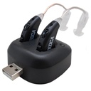 Amplificatoare auditive digitale - Reîncărcabil Premium BTE Personal Sound Amplifier Pereche cu Dock USB, În spatele dispozitivelor de îmbunătățire a auzului cu viață lungă de baterie, negru