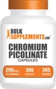 BulkSupplements.com Capsule de crom Picolinat - Supliment crom, Supliment mineral - Gluten gratuit, 1 capsulă per Serving, 365 Conte (Pachet de 1)