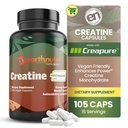 EarthNutri Creatine Capsule monohidrate - Micronizate pentru o mai bună absorbţie - Susţine forţa musculară, puterea şi recuperarea - 105 capsule (5000 mg per Serving, 7 capsule)