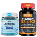 Vitamina D3 20000 UI + K2 (MK7) 200mcg, L-metilFolat 15mg & Metil B12 Gume