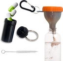 Set de proteine Funnel Containere de proteine de călătorie cu 1 Carabiner 1 Perie și 1 mini cutie de pastile de buzunar ranforsat pentru a preveni Spills Gym Pre-Workout Suplimentul de pulbere portocaliu Funneluri