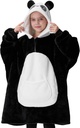 Getgling Getup purtabil Blanket Hoodie pentru fete și băieți Sherpa Fleece cu glugă bluza bluza calda Cozy Sherpa purtabil arunca Hoodie supradimensionate cu buzunar gigant și mâneci pentru copii Panda