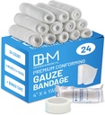 D&H Pachet medical de 24 Bandaje de teava 4 Inches x 4 Yards - Medical Gauze Wrap for Wounds Care - Ușor de utilizat Role de teava de bumbac pentru Wrap Hand Dressing Ankles & Knees