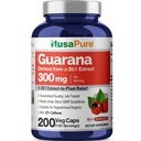NusaPure Guarana Extract 20:1 Extract, 300 mg echivalent cu 6000 mg per Veggie Caps 200 Count (non-GMO, Vegan)