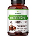 Zazzee Extra Force Horse Chestnut 10:1 Extract, 3000 mg Putere, 20% Aescine, 4 Luna de aprovizionare, 120 Vegan capsule, concentrat și standardizate 10X Extract, All-Natural, Non-GMO, Made in the USA