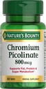 Natura's Bounty Crom Picolinat, Suportă grăsime, Proteina & Sugar Metabolism, Supliment mineral, 800 mcg, 50 comprimate