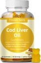 Cod Ulei de ficat Gumries 1000mg, Zahăr gratuit pentru adulți & copii, Omega-3s & Vitamina A&D pentru creier, Cognitive, Inimă & ochi, Sănătate osoasă, Gluten gratuit, Non OMG, Pectină, 60