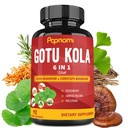 Capsule de extract organic Gotu Kola cu Reishi, Cordyceps, Rosemary, Gingko Biloba & Root Valerian - 90 de conte pentru 3 luni - Suporturi creier, Imunitate, Skin & Heart Health