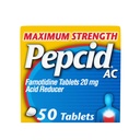 Pepcid AC Concentraţia maximă comprimate de eliberare a arsurilor la stomac, medicament OTC Preveneşte şi elimină arsurile la stomac datorită indigestiei acide şi stomacului acru, 20 mg Reductor de acid famotidină, Acţiune rapidă, 50 ct