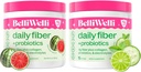 Belli Welli Daily Fiber Supplement Bundle - Castravete Menta de var si pepene verde - cu colagen, Probiotice si Electroliti - Arome revigorante Wellness, 32 Total Serviri