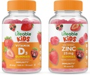 Zinc de viață 25mg Copii + Vitamina D Copii, Gume Bundle - mare Tasting, Supliment de vitamine, Gluten gratuit, OMG gratuit, Guma de mestecat