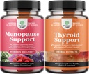 Bundle of Complete Herbal Menopause Supplement for Women for Night Sweats Mood and More with Dong Quai Vitex Chaste Berry and Herbal tiroidy Support Complex Mood Enhancer Energy Supplement for tiroidy