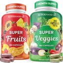 Superfood Fruit and Veggie Supplement - 360 Whole Super Fruit and Legal Supplements & Vitamin with Beta-Caroten, Soy Free- 180 Count (Pachet de 2)