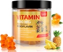 Vitamina B2 Gummies, vitamina B2 Riboflavin Gummies 400 mg cu magneziu & Coq10, Migrene Relief & Headache Relief, pentru copii și adulți, 90 Gumii masticabile (1)