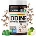 BIO KRAUTER Ioding Gummies - 60 Vegan Chews - 250 mcg Iodură de potasiu - Iod suplimentar cu Selenium Zink - Apple Flavor, Pectin-Based Chews