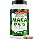 Capsule de rădăcină organic Maca pentru femei și bărbați 2400 mg per Serving - 150 pastile negru, roșu, galben Maca Supliment - Gelatinizat Macaroot, Non-GMO, Vegan de peruvian Naturals