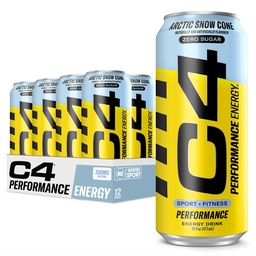Cellucor C4 Carbonat Zero Sugar Energy Pre Workout Drink + Beta Alanine, (NEW) Sparkling Arctic Snow Cone, 16 Fl Oz, Pachet de 12