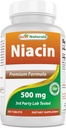 Cele mai bune naturale Niacin 500 mg 250 comprimate cu Flushing - De asemenea, numit vitamina B3 (250 Conte (Pachet de 1)