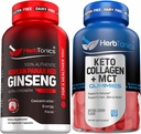 Coreean Red Panax Ginseng 1500mg - Mare potenta Ginseng pentru energie, Performanta si Suport Immun pentru barbati si femei - Keto Gummies cu MCT + Colagen 