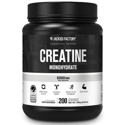 Creatina Fabrica Jacked pulbere monohidrat 1000g - 5g Daily Creatine Supliment pentru bărbaţi şi femei, Vegan-Friendly, Third-Party testat - 200 Serviri, Nearomat