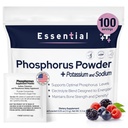 Suplimente fosfor 100 Pachete, Suplimente dietetice Pulbere cu fosfat de sodiu și fosfor de potasiu, Aroma de fructe supliment fosforos pulbere pentru electrolit, Sănătatea oaselor și sănătatea rinichilor