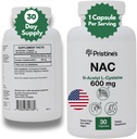 PRISTINE N-Acetyl L-Cysteine (NAC) 600MG 30-Day Supply Lung & hepatic Imunity Supliment Capsule antioxidante - Mood & Mental Health Support