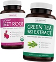 Sfeclă rădăcină și extract de ceai verde (2-Steek Supply) Beet & Tea Power Mix - Organic Beet Root with Black Pepper for Absorbtion 1250mg (30 Tablets) & Green Tea Extract 98% with EGCG 1000mg per serve (30 caps)