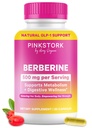 Pink Stork Berberine 500mg - Suplimentul naturii GLP-1 - Daily AMPK Metabolic Activator - 500-1000 mg Metabolism + Gut Health for Women 