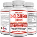 Suplimentul de reducere a colesterolului care funcţionează, susţine colesterolul superior inferior, triglicerida, LDL şi HDL natural, capsule naturale sănătoase pentru inimă cu usturoi, plante sterol, Niacină, Guggul, 60 Ct
