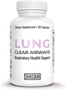 SHIZAM Lung Cleanse Detox Supplement de suport pentru sanatate si fumatori respiratorii. Capsule cu Butterbur Stinging Nettle Root Bromelain Quercetin Cordyceps Feverfeater Pine Bark Extract pastile