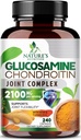 Glucosamină Chondroitin MSM 2100mg Complex - Supliment comun de sprijin pentru mobilitate comună și confort pentru bărbați și femei cu Turmeric & Boswellia, Suplimente glucosamină cu rezistență triplă - 240 capsule