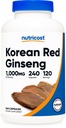 Nutricost Korean Ginseng 1000mg Servire, 240 capsule - 500 mg per capsulă, 120 Serviri - Coreeană Panax Red Ginseng - Gluten gratuit & non-GMO