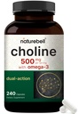 NatureBell Choline Suplimente 500mg cu Omega-3 acidi grasi, 240 capsule 