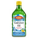 Carlson - Cod Ulei de ficat 1100 mg Omega-3s Plus Vitamine A & D3, Wild Caught Norvegian Arctic, Sustainable Source Nordic Fish Oil Liquid, Lemon, 500 ml (16,9 Fl Oz)