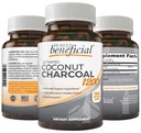 Coconut Charcoal activat 1200mg, 180 capsule - pastile pentru sistemul digestiv, balonare, Vegan (1 flacon)