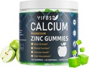 Calciu Magneziu Zinc Gume 600 mg cu vitamina D3 K2, 120 Gume pe bază de plante de zahăr-gratuit de calciu Gummie de înaltă absorbție Suplimentul de calciu 70+ Trace Minerale pentru rezistența osoasă, Vegan
