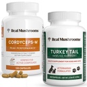 Ciuperci reale Cordyceps pentru oameni (120ct) & Turcia Coada pentru animale de companie (90ct) - Bundle pentru energie, vitalitate, și imunitate - Vegan, non-GMO, cereale-liber, gluten-libere capsule extract de ciuperci