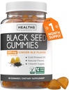 Negru Seed Oil Gummies - Aromă naturală de ghimbir Ale (Non-GMO & Vegan) Nigella Sativa rece-Pressed Producând ulei de semințe de chimen negru pur - 500 mg per 2 Gummy Servind