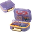 Toplive 7 Compartimente Portable Pill Organizator de medicamente de călătorie Organizator de pastile, Dovada de umiditate caz de mici pastile de buzunar Deținătorul de pastile Daily Pill Container Cutie pentru vitamine ulei de pește, violet