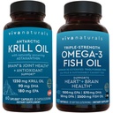 Antarctica Krill ulei și Triple-Forngth Omega 3 ulei de pește Bundle, 1250 mg ulei Krill & 2,200 mg ulei de pește per servire furnizarea Omega 3 EPA și DHA
